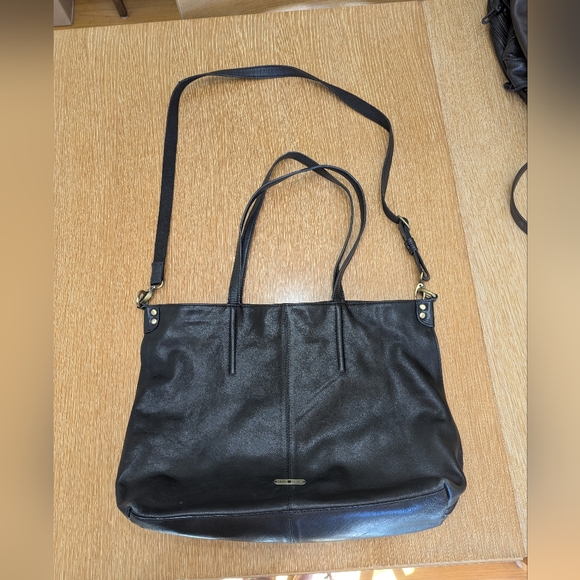 Lucky Brand Black Leather Tote Shoulder Bag Mint Used Condition - Picture 1 of 8